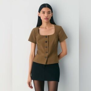 Aritzia Babaton Fidelity Top Cello Brown